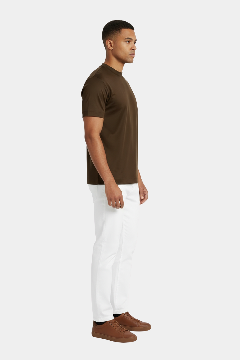 Luxe Glanzend Donkerbruin T-shirt