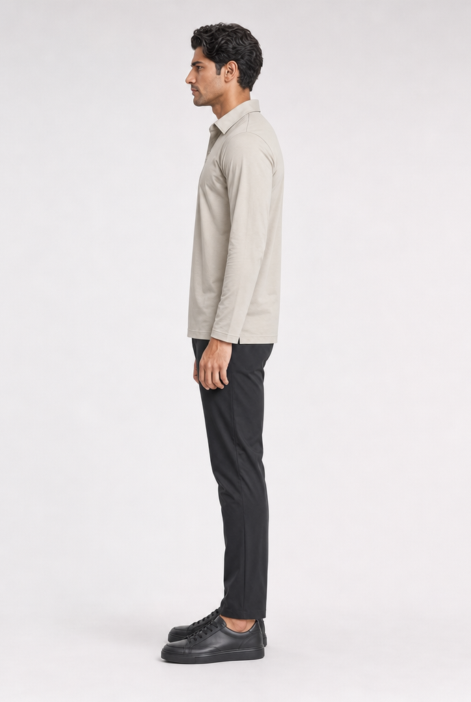 Beige Longsleeve Polo Shirt