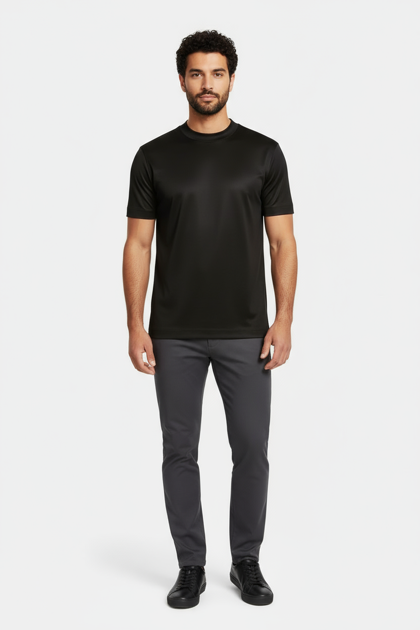 Luxe Glanzend Zwart T-shirt