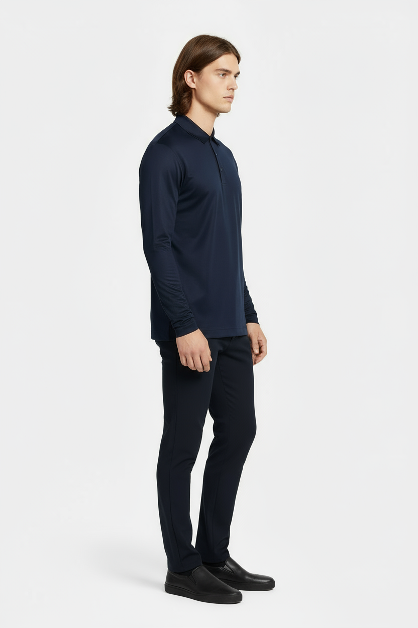 Midnight Blue Longsleeve Polo Shirt
