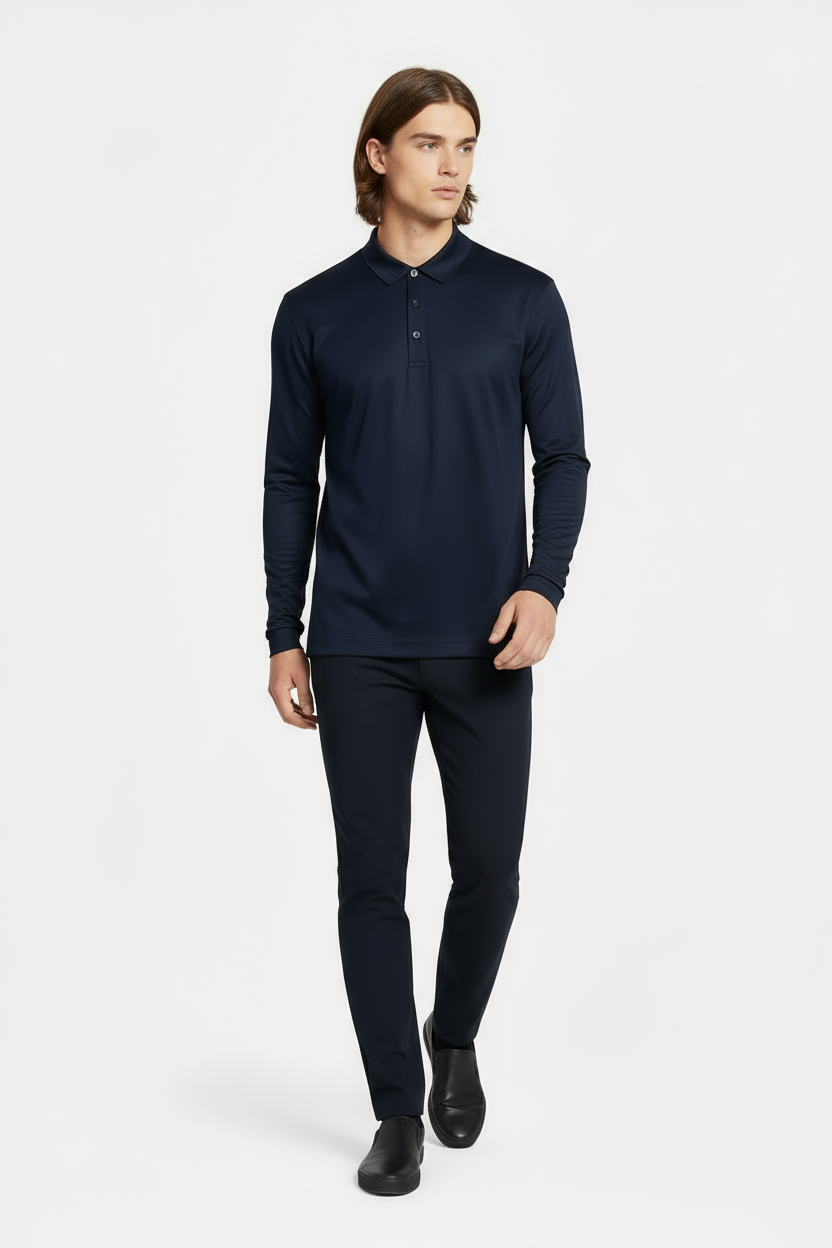 Midnight Blue Longsleeve Polo Shirt