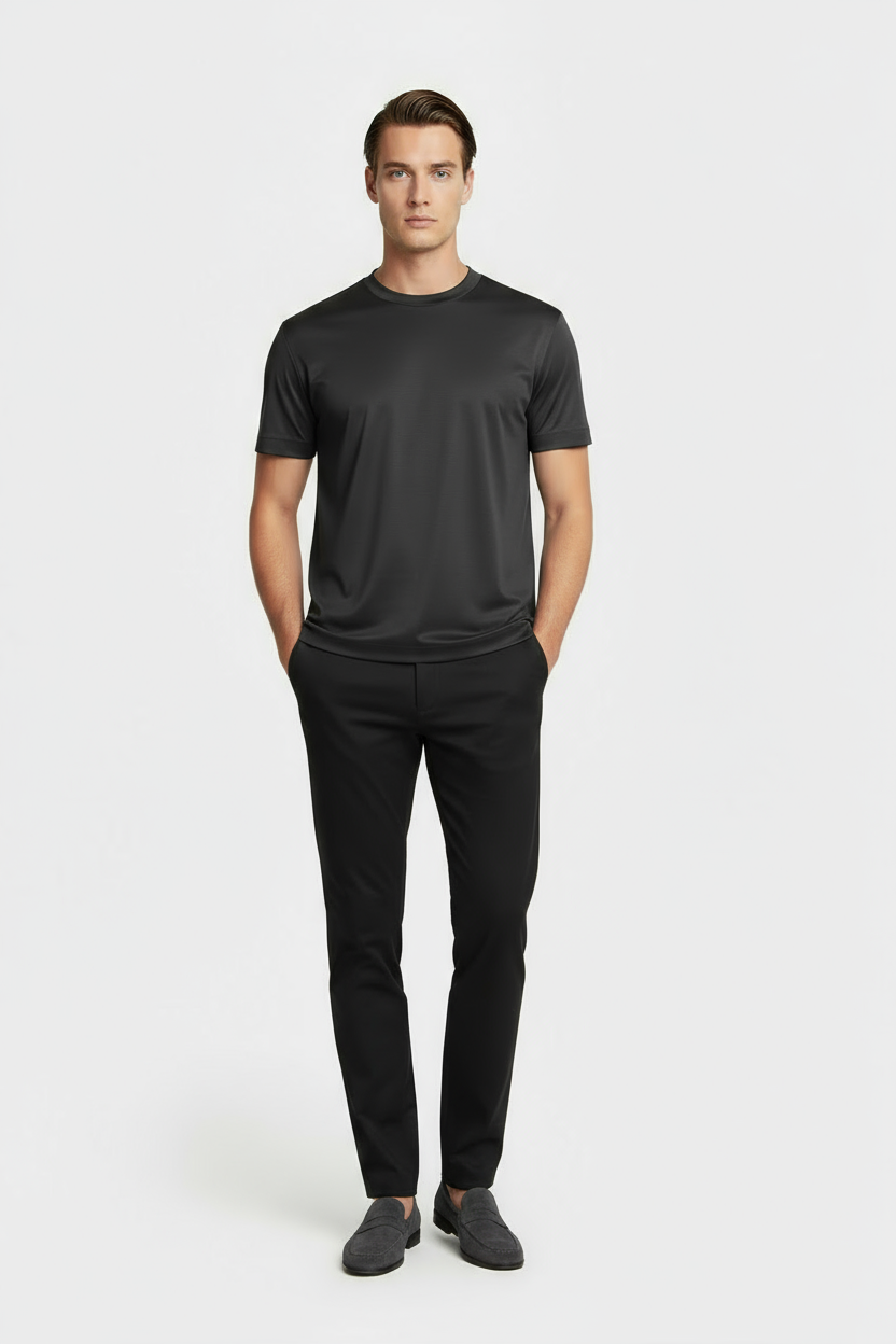 Luxe Glanzend Donkergrijs T-shirt