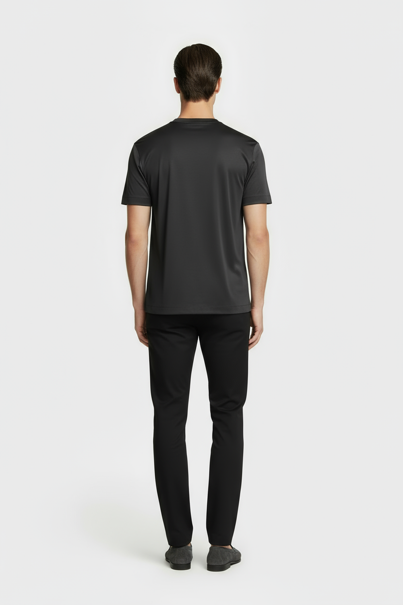 Luxe Glanzend Donkergrijs T-shirt