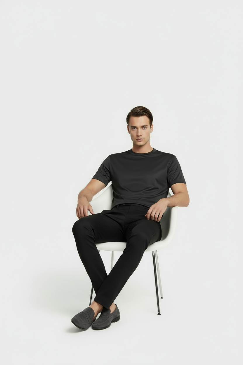 Luxe Glanzend Donkergrijs T-shirt