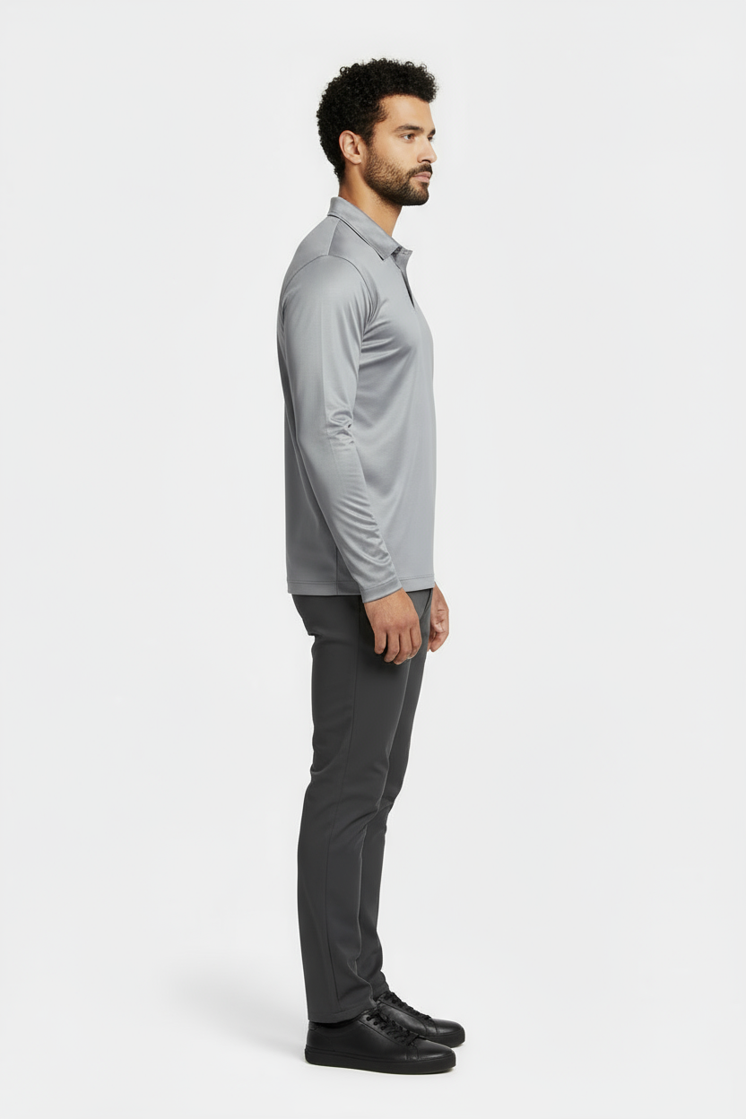 Grey Longsleeve Polo Shirt