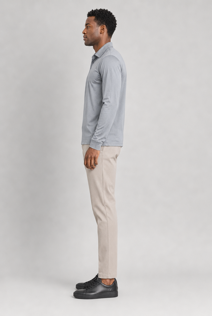 Grey Longsleeve Polo Shirt