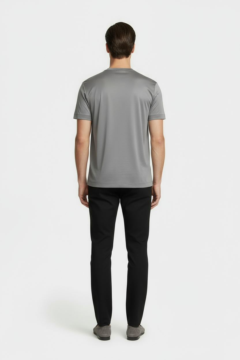Luxe Glanzend Grijs T-shirt