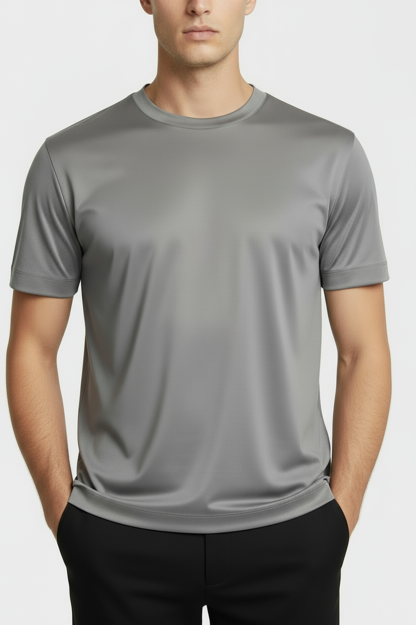 Luxe Glanzend Grijs T-shirt