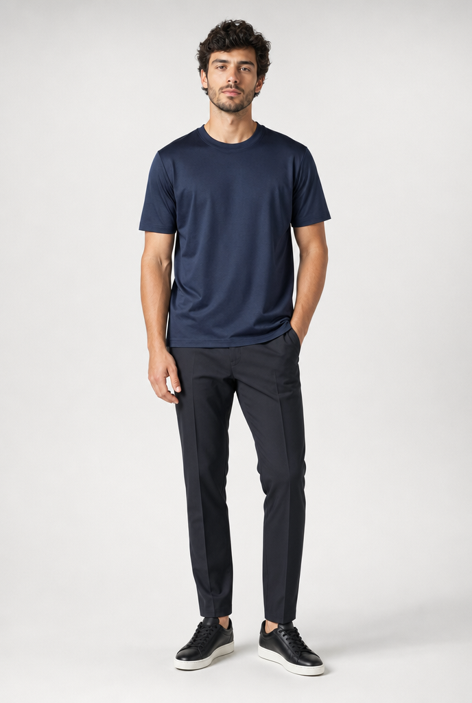 Luxe Glanzend Blauw T-shirt