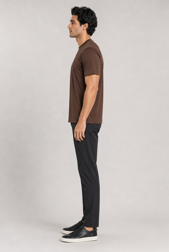 Luxe Glanzend Donkerbruin T-shirt