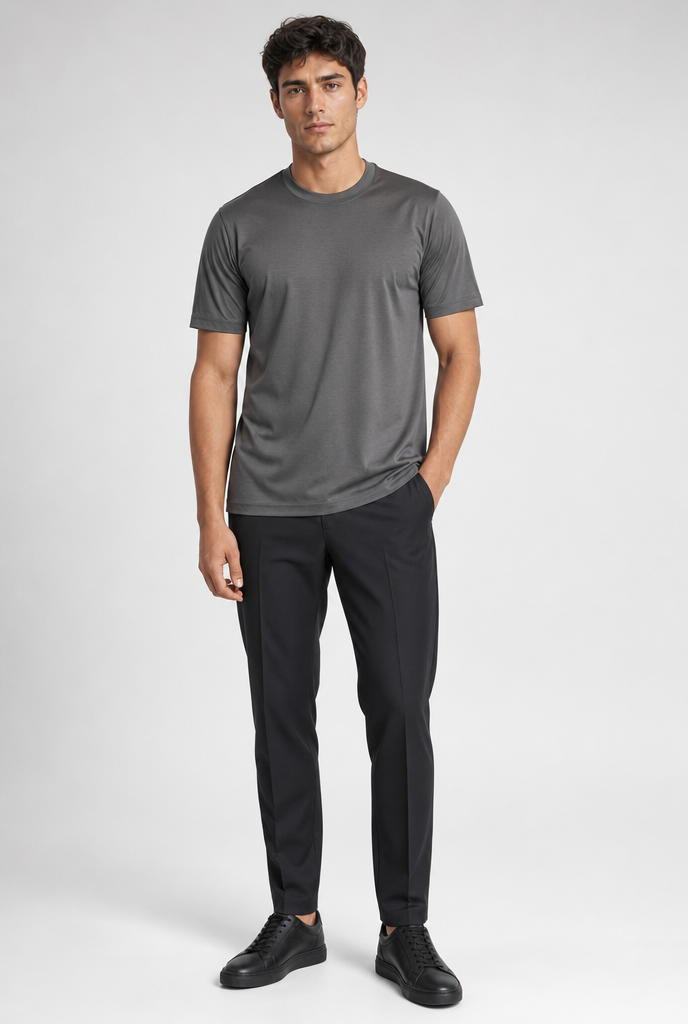 Luxe Glanzend Grijs T-shirt