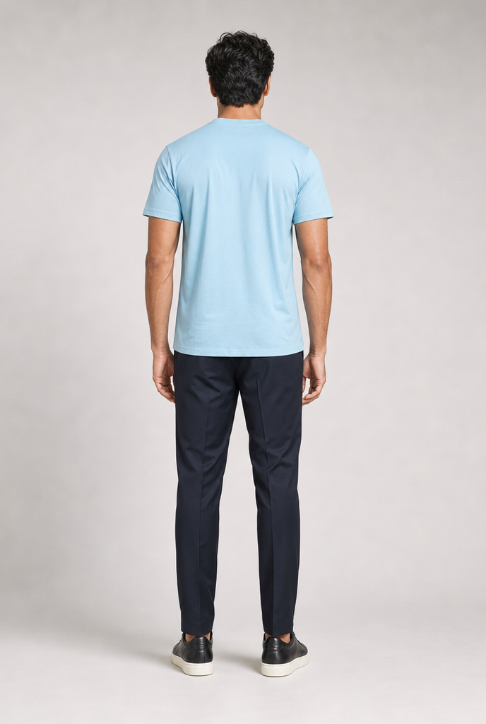 Luxe Glanzend Lichtblauw T-shirt