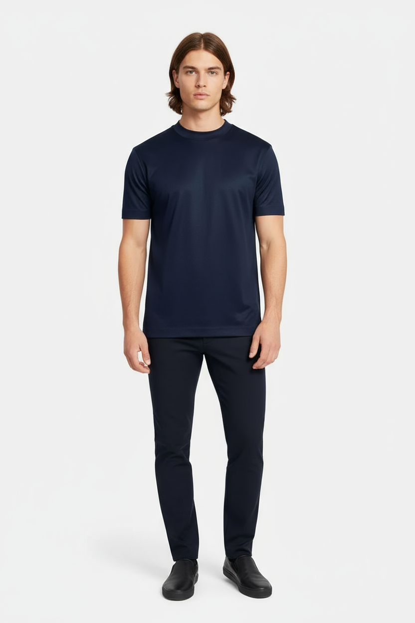 Luxe Glanzend Blauw T-shirt