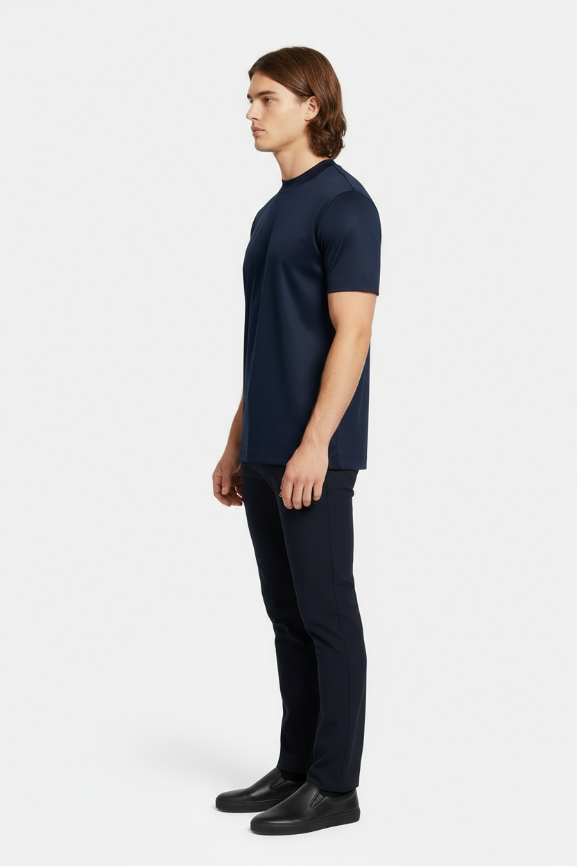 Luxe Glanzend Blauw T-shirt
