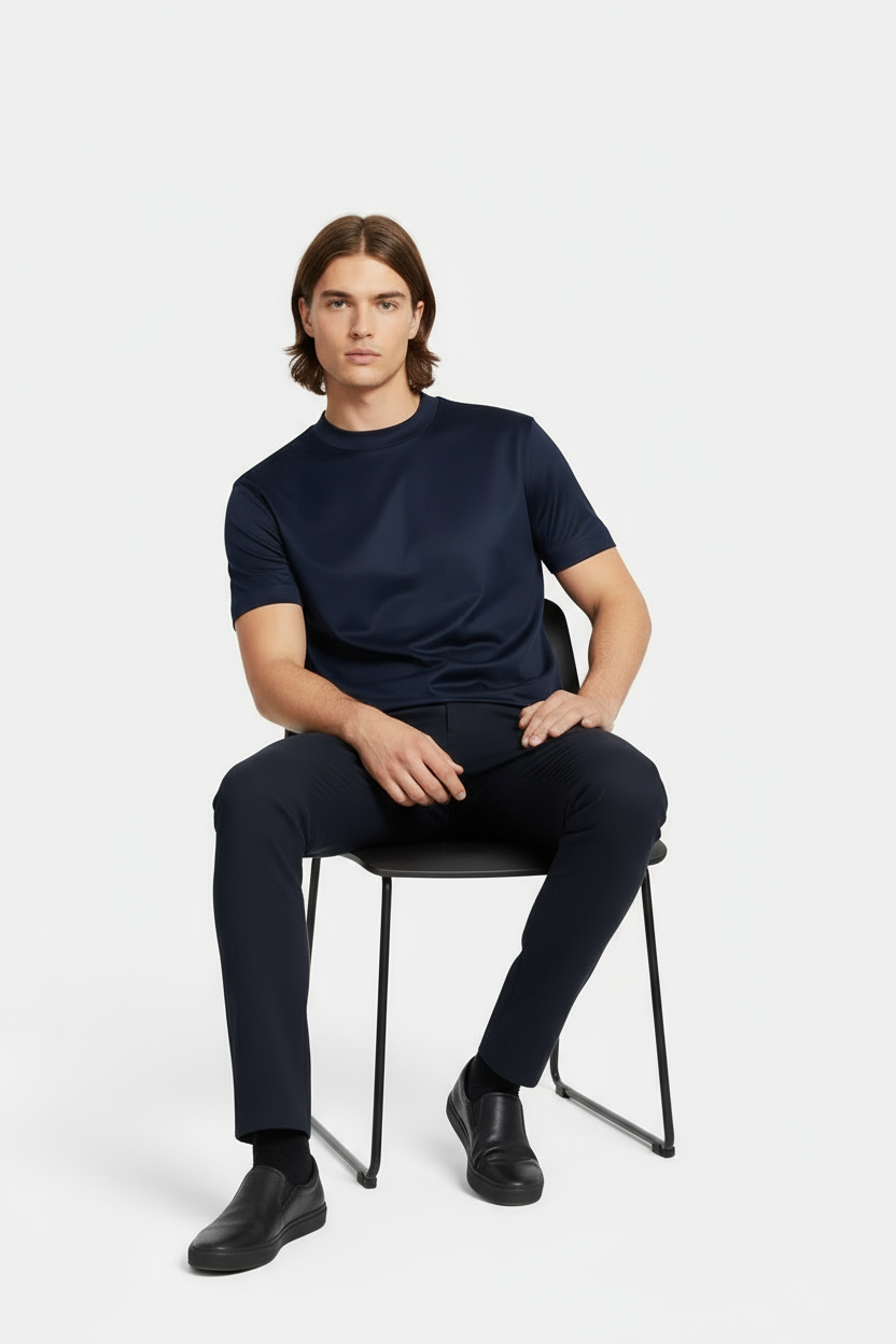Luxe Glanzend Blauw T-shirt
