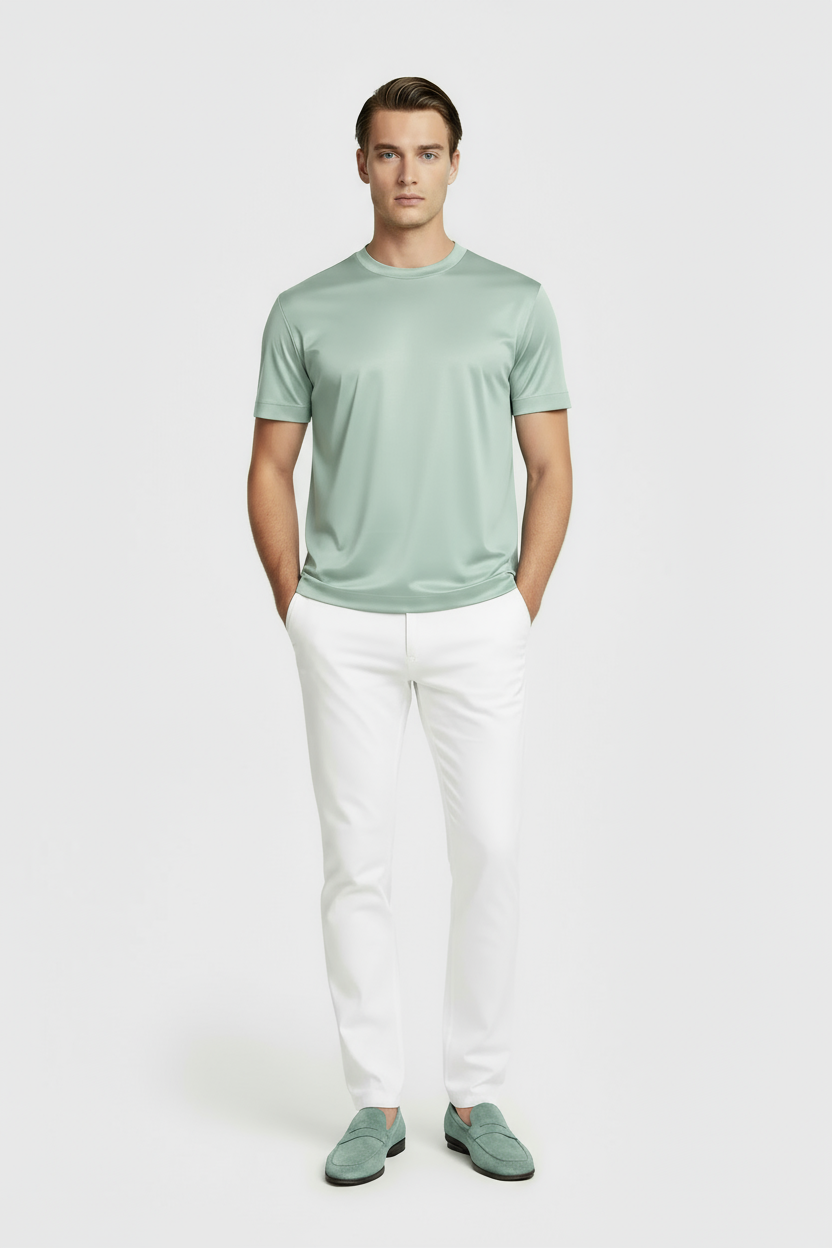Luxe Glanzend Mintgroen T-shirt