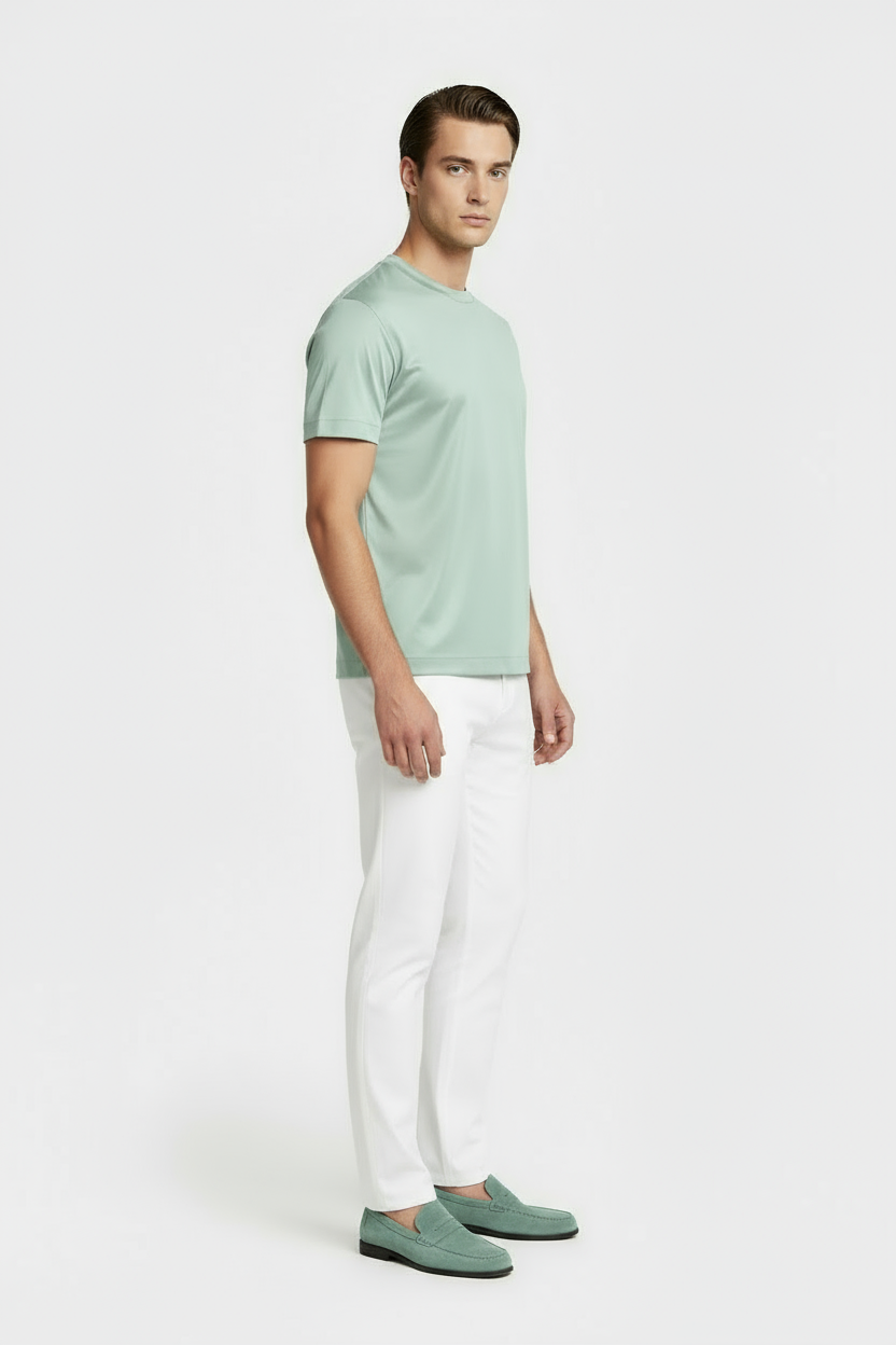 Luxe Glanzend Mintgroen T-shirt