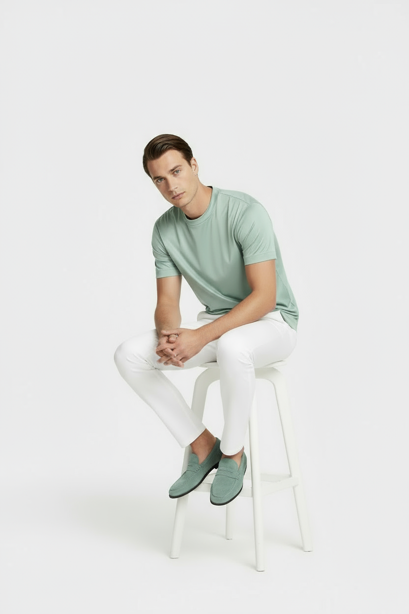 Luxe Glanzend Mintgroen T-shirt