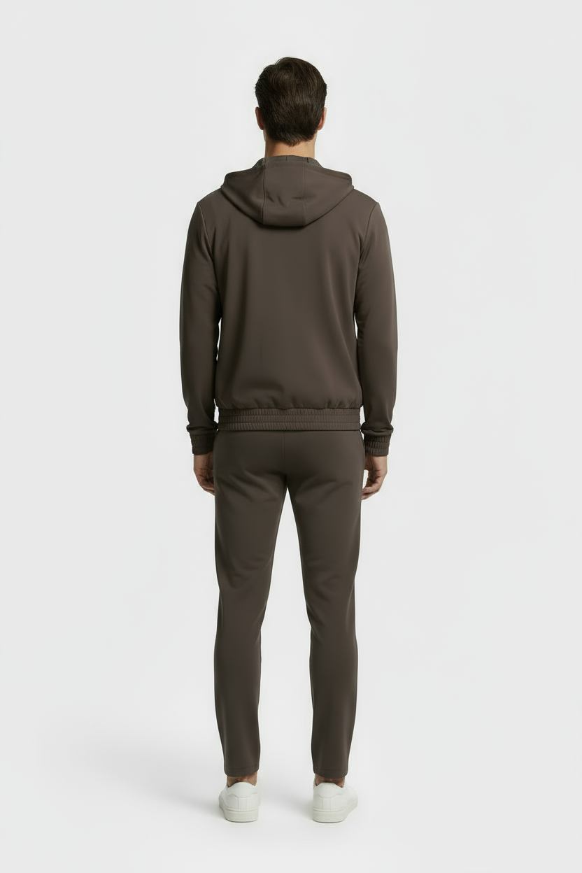 Mocha Brown Hooded Tech Suit