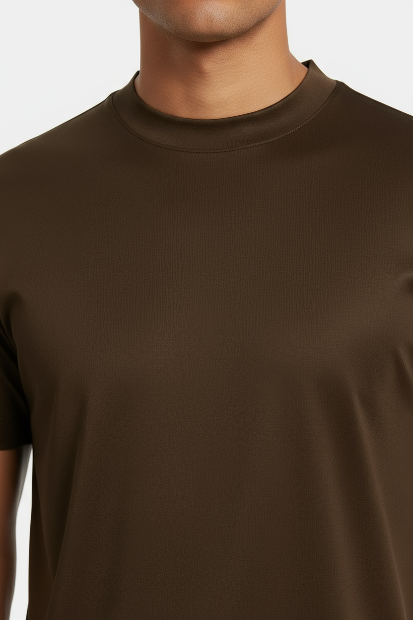 Luxe Glanzend Donkerbruin T-shirt