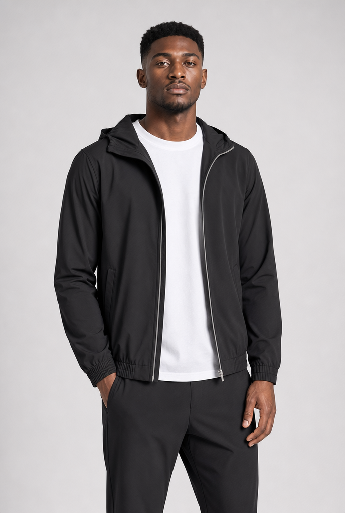 Onyx Black Tech Vest Hooded
