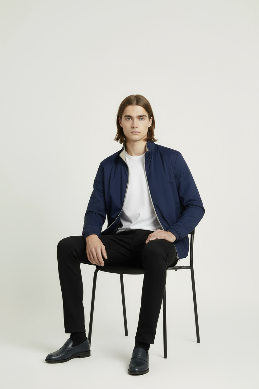 Reversible Jacket Navy & Beige