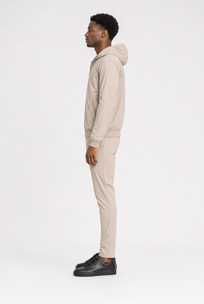 Light Beige Tech Suit Hooded
