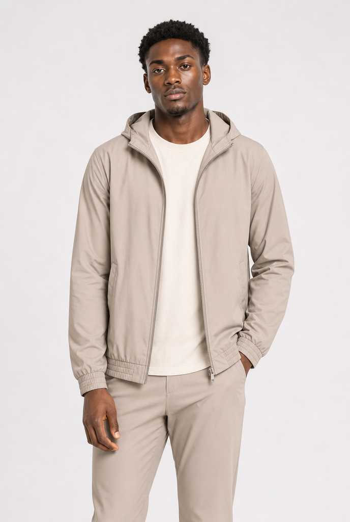 Light Beige Tech Vest Hooded