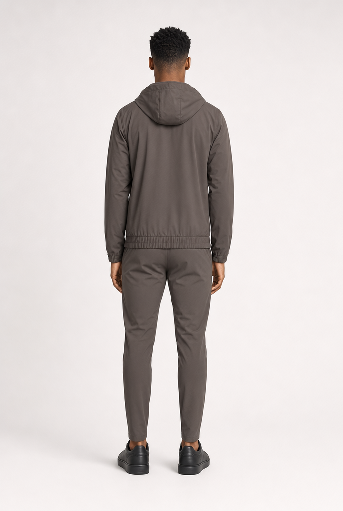 Mocha Brown Hooded Tech Suit