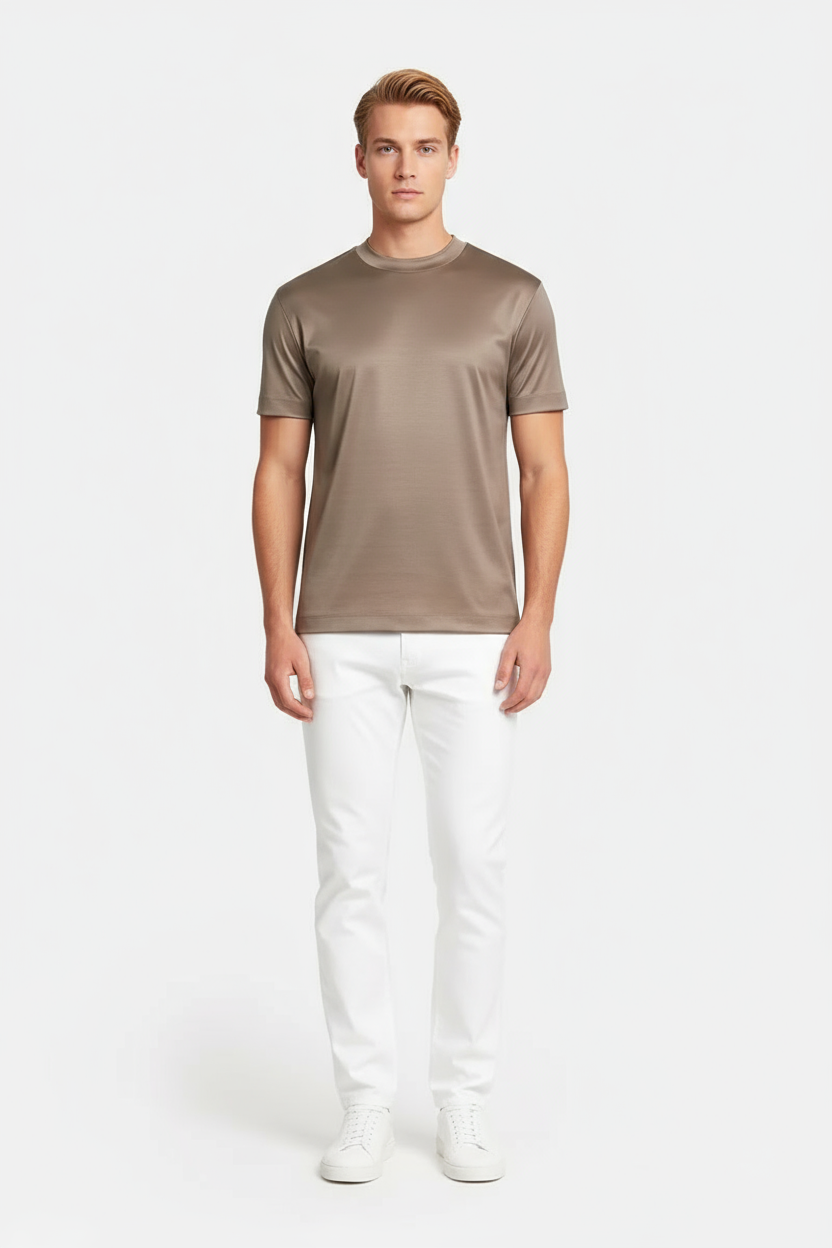Luxe Glanzend Taupe T-shirt