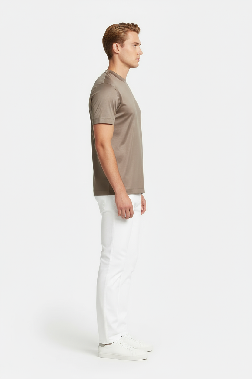 Luxe Glanzend Taupe T-shirt