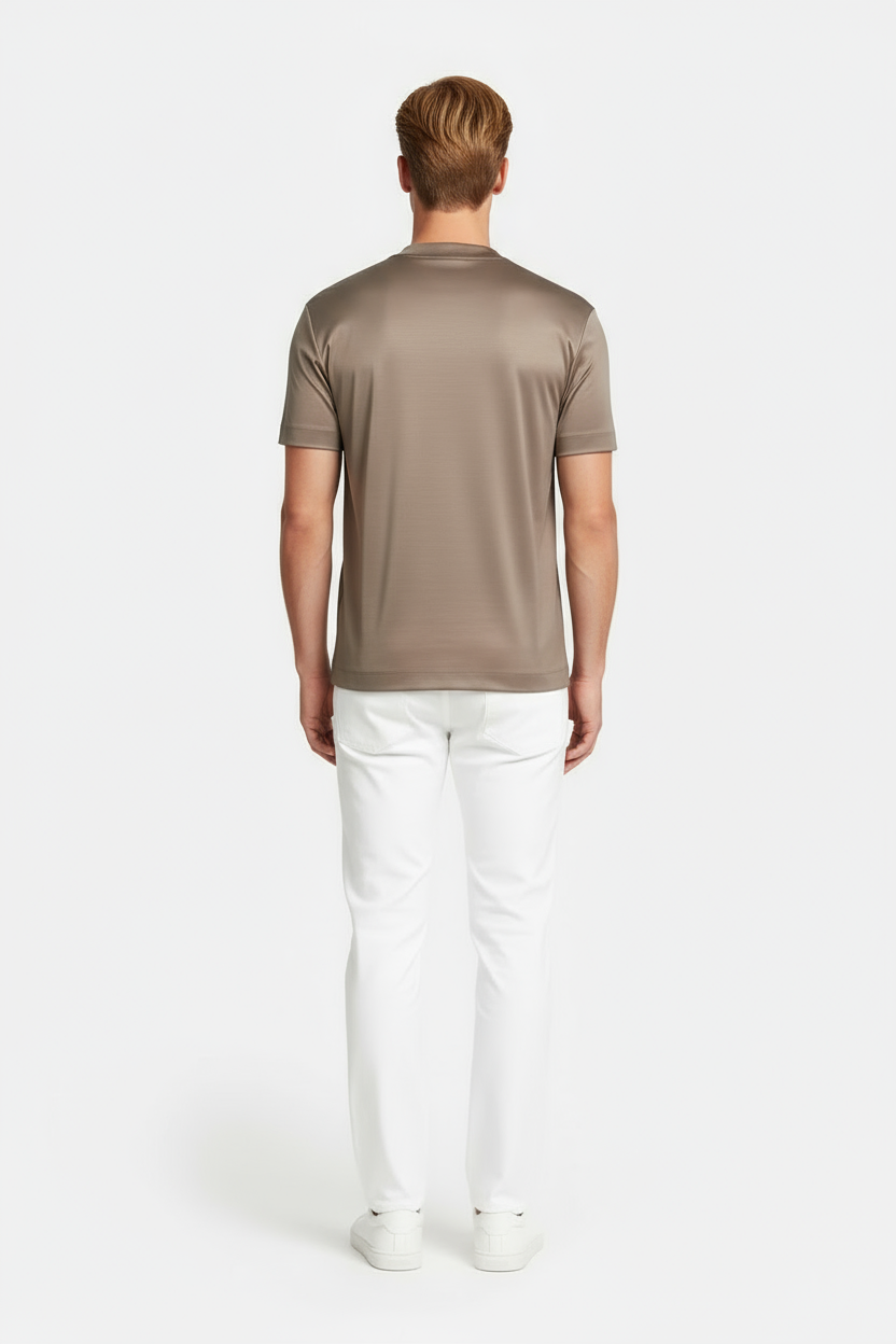 Luxe Glanzend Taupe T-shirt