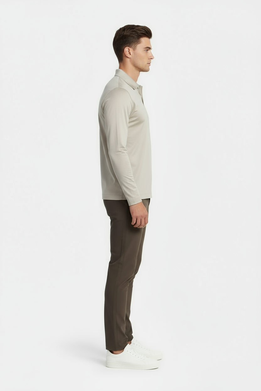 Beige Longsleeve Polo Shirt