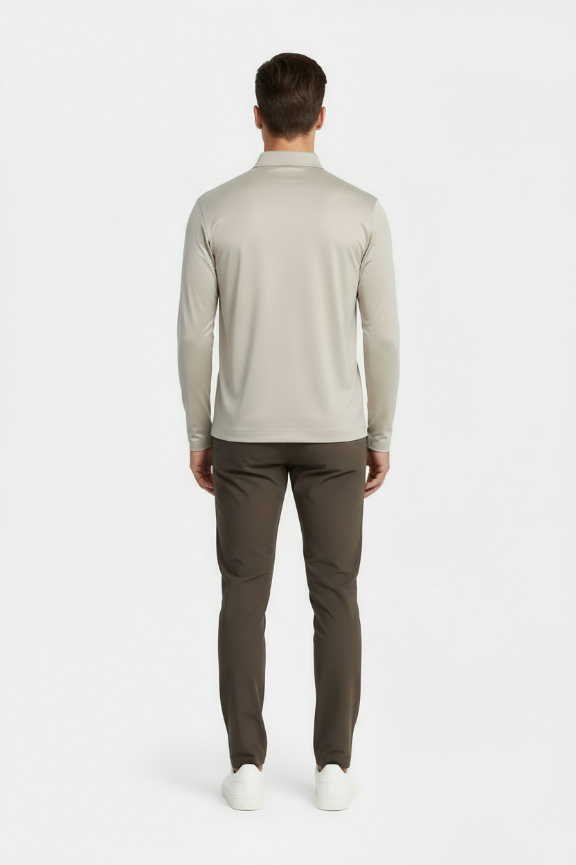 Beige Longsleeve Polo Shirt