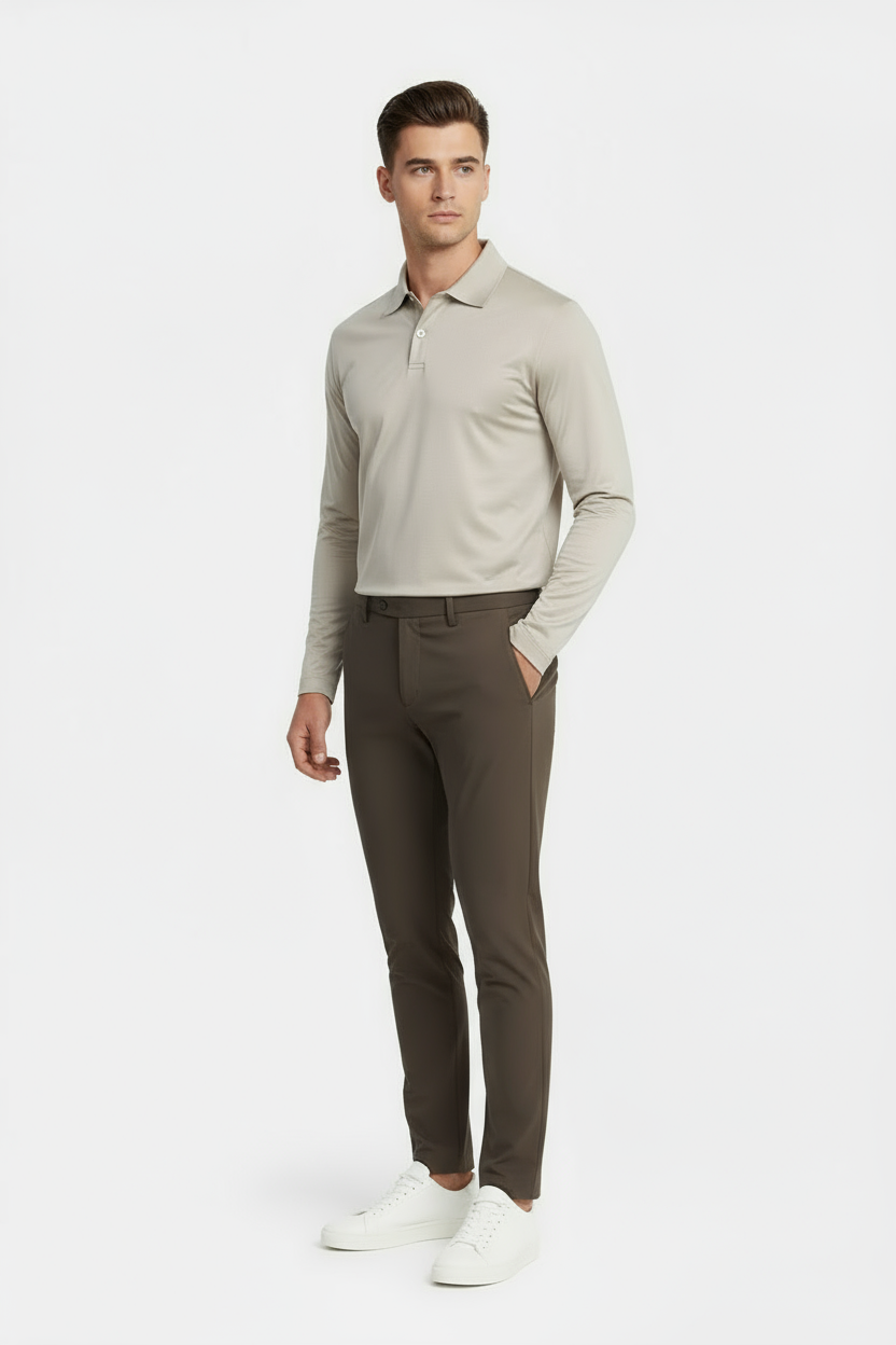 Beige Longsleeve Polo Shirt