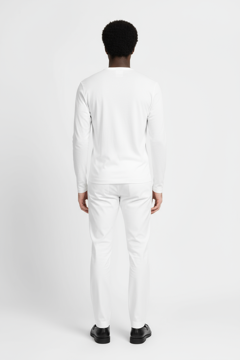 Luxe Witte Longsleeve T-shirt