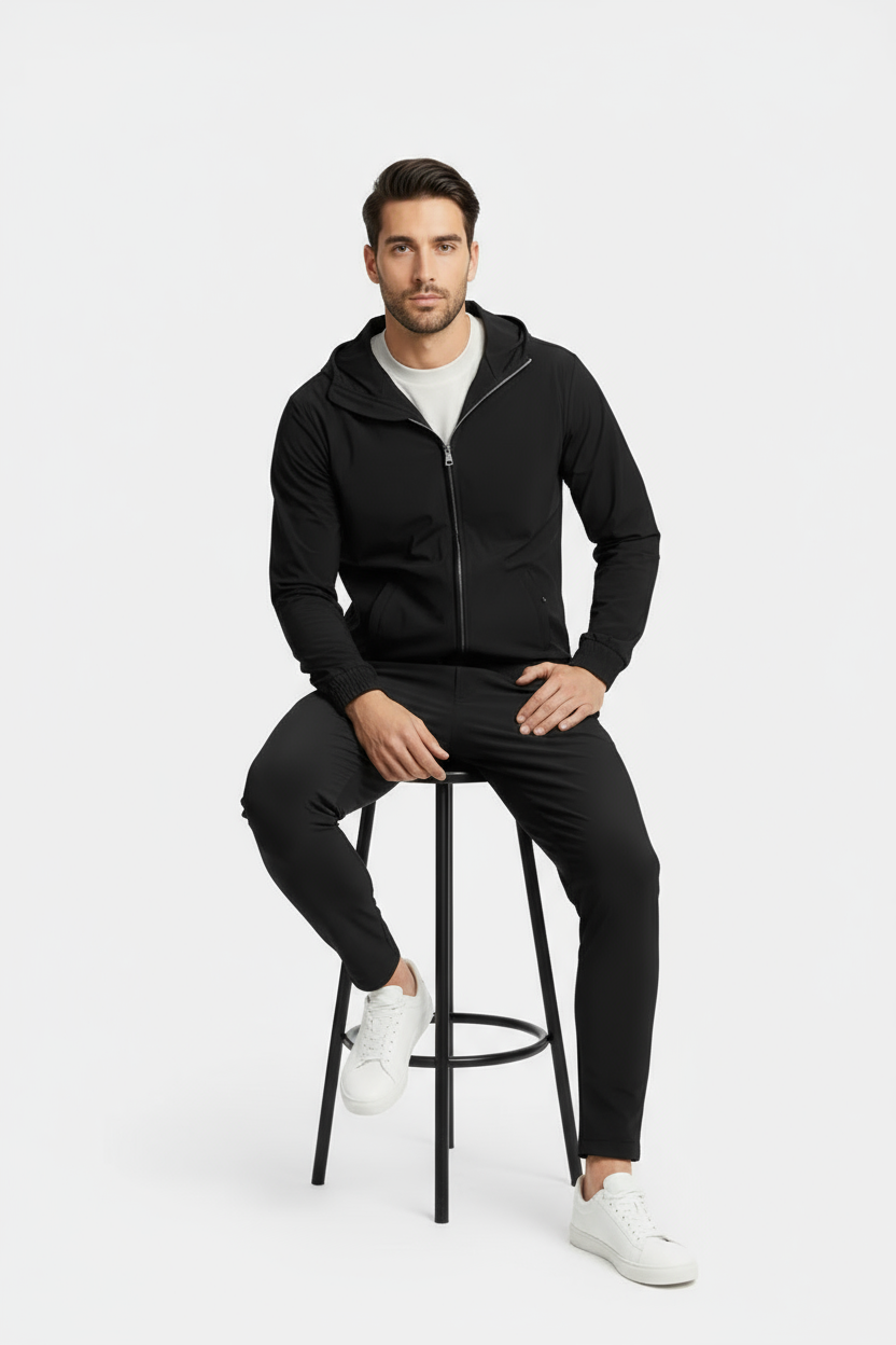 Onyx Black Hooded Tech Suit