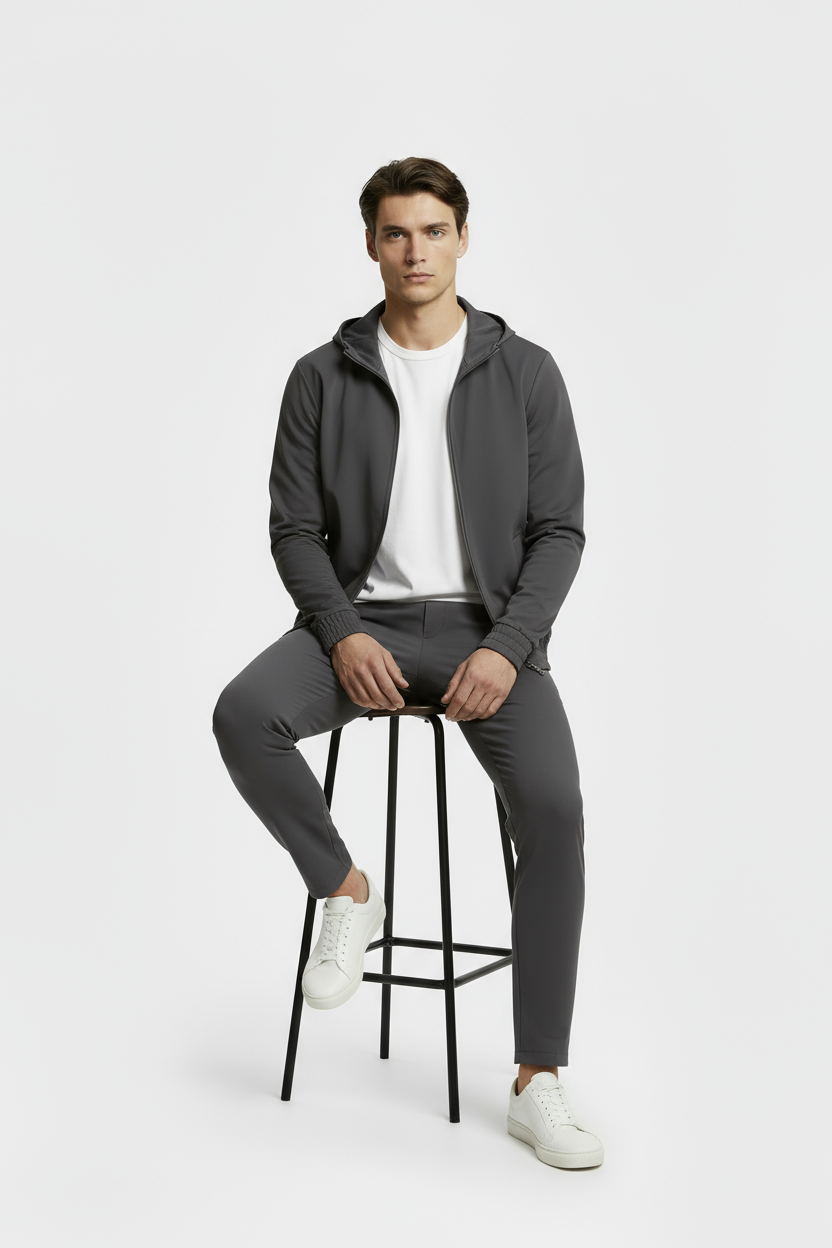 Slate Grey Hooded Tech Suit