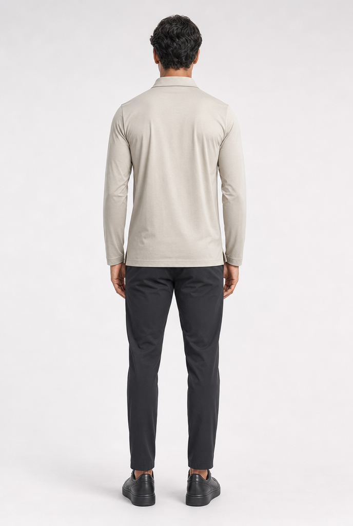 Beige Longsleeve Polo Shirt