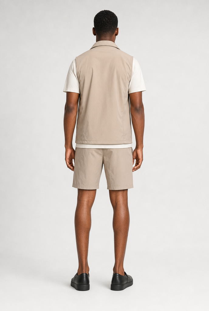 Beige Tech Gilet + bijbehorende Short