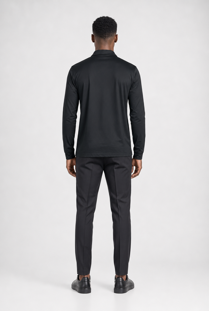 Black Longsleeve Polo Shirt