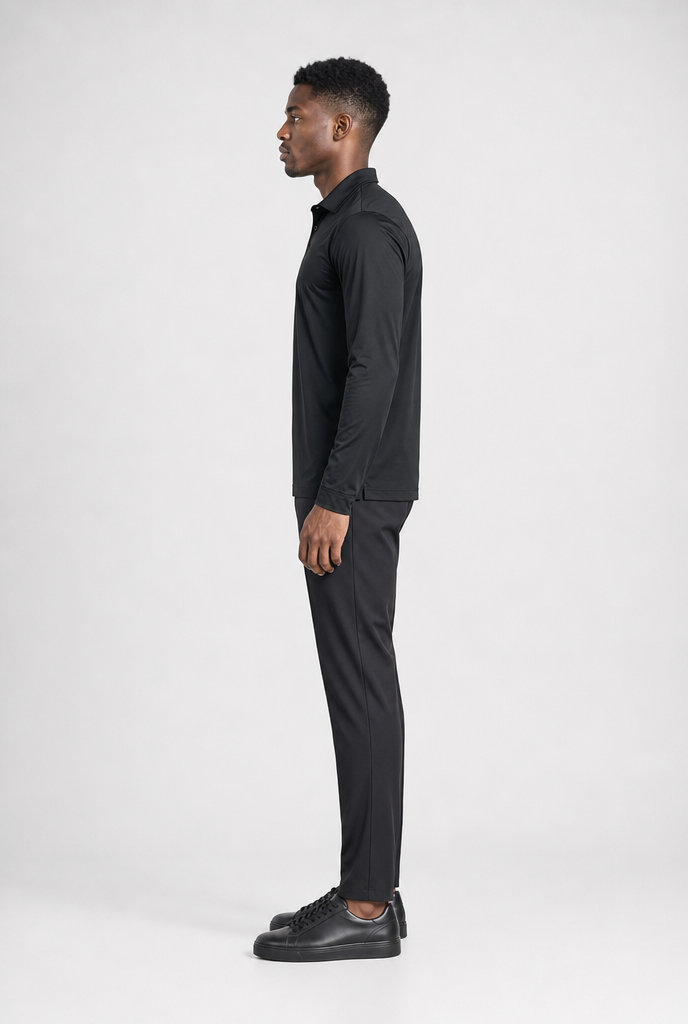 Black Longsleeve Polo Shirt