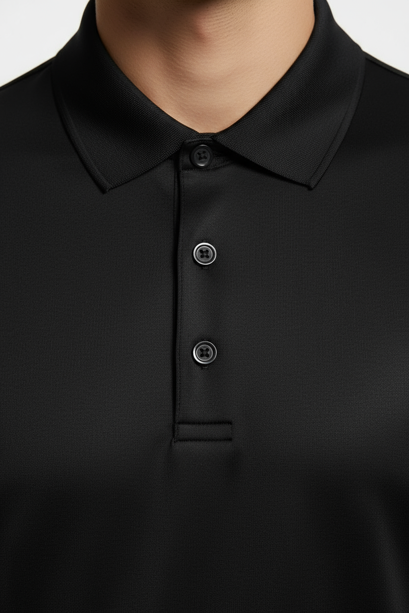 Black Longsleeve Polo Shirt