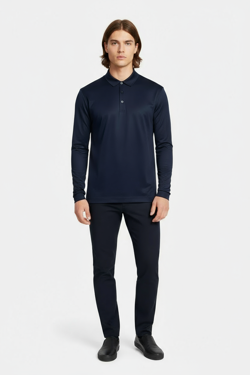 Midnight Blue Longsleeve Polo Shirt