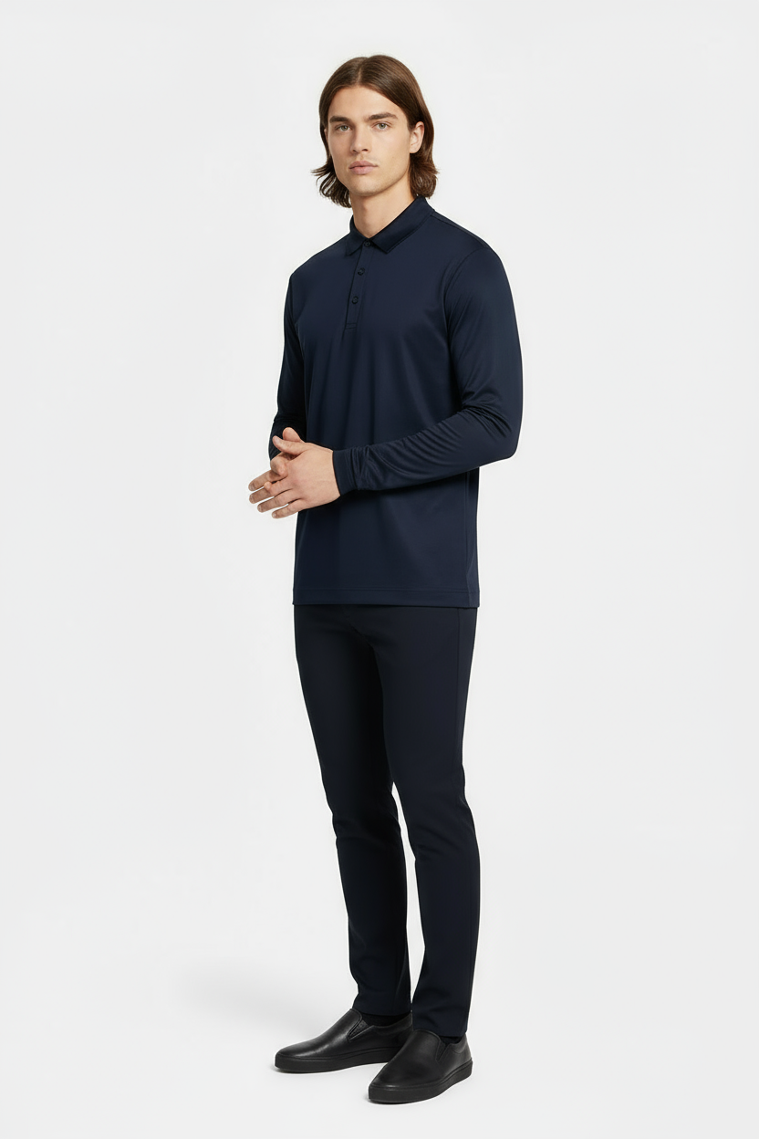 Midnight Blue Longsleeve Polo Shirt