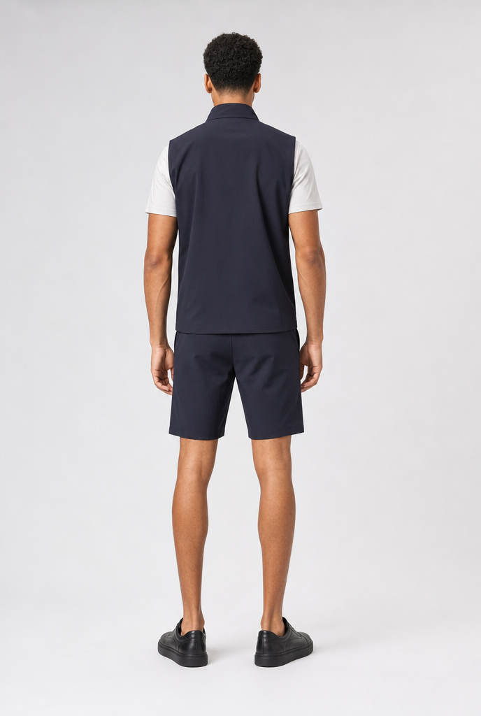 Donkerblauw Tech Gilet + bijbehorende Short