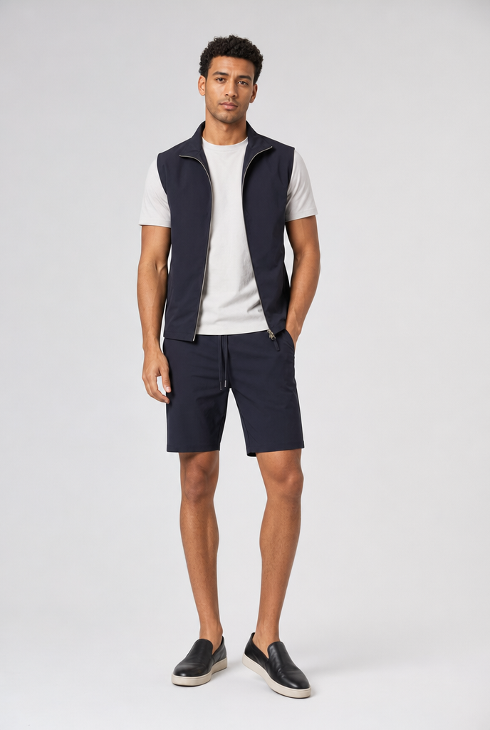 Donkerblauw Tech Gilet + bijbehorende Short