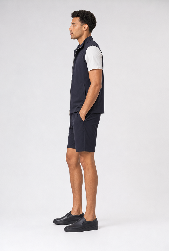 Donkerblauw Tech Gilet + bijbehorende Short