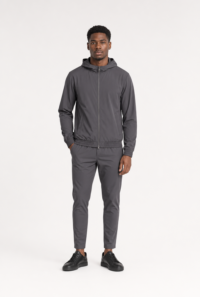Slate Grey Hooded Tech Suit
