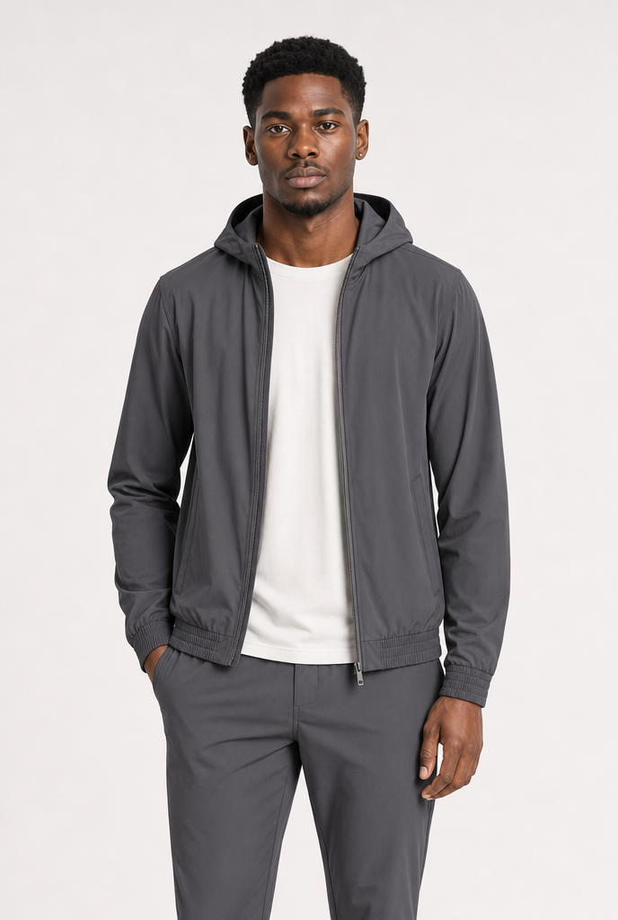 Slate Grey Tech Vest Hooded